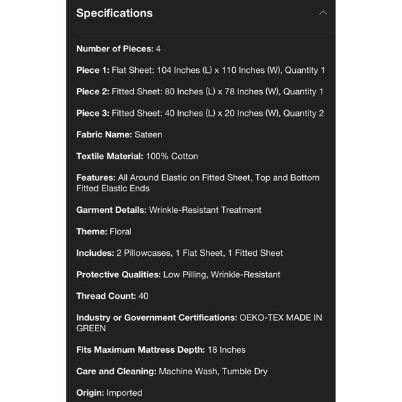 King 400 Thread Count Performance Sheet Set Gold Blurred Floral - Threshold NEW - Picture 7 of 7